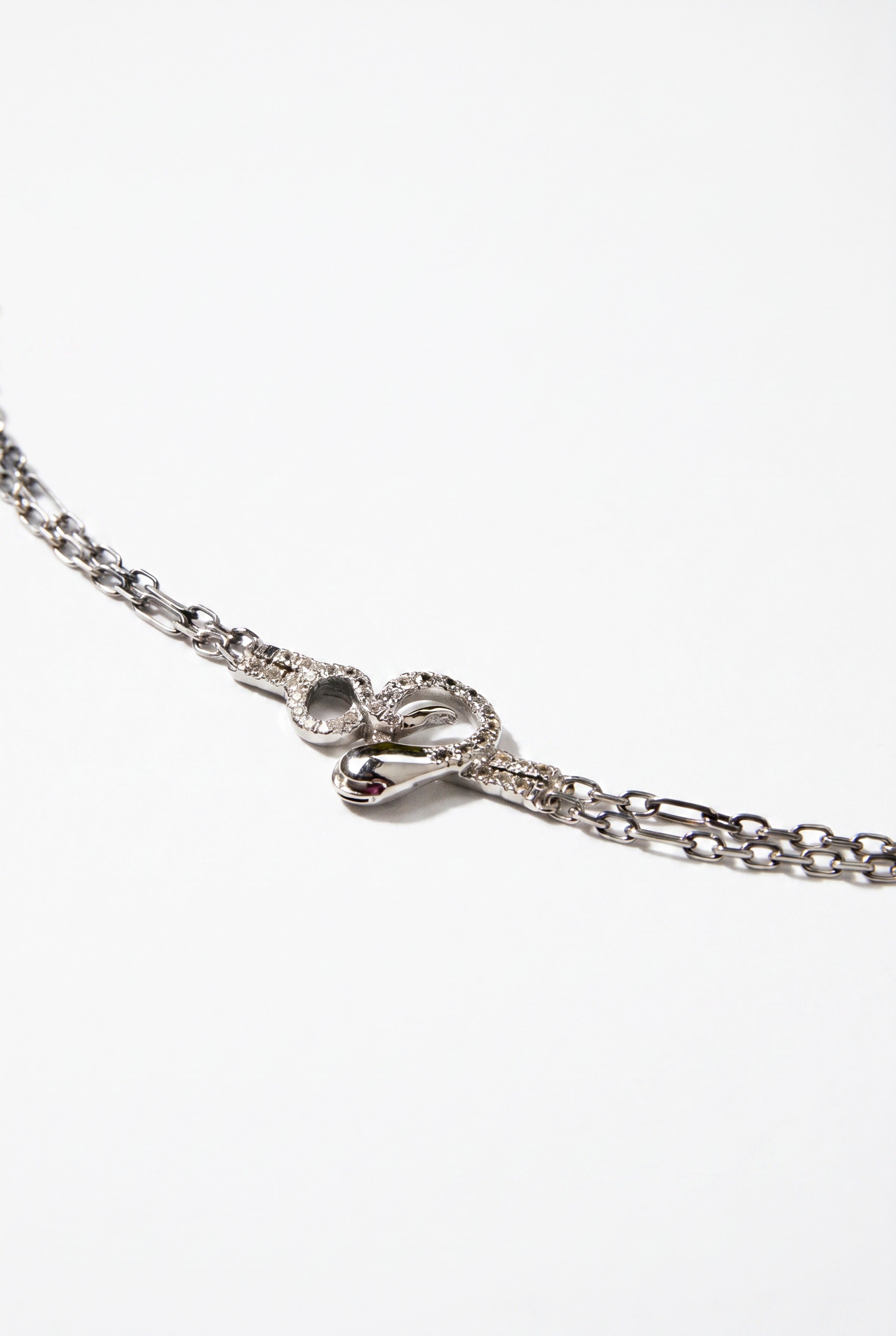 Snake Necklace Sapphire Ruby Silver Chain