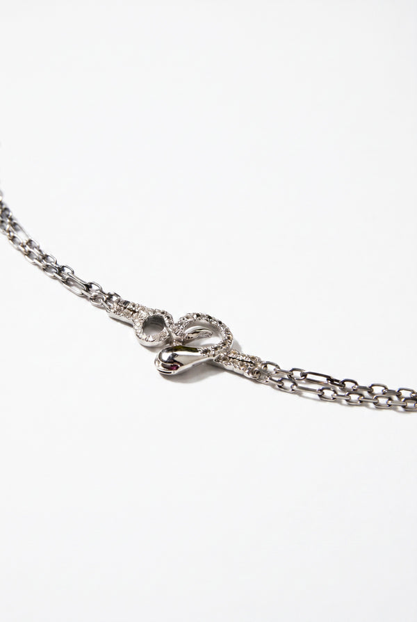Snake Necklace Sapphire Ruby Silver Chain