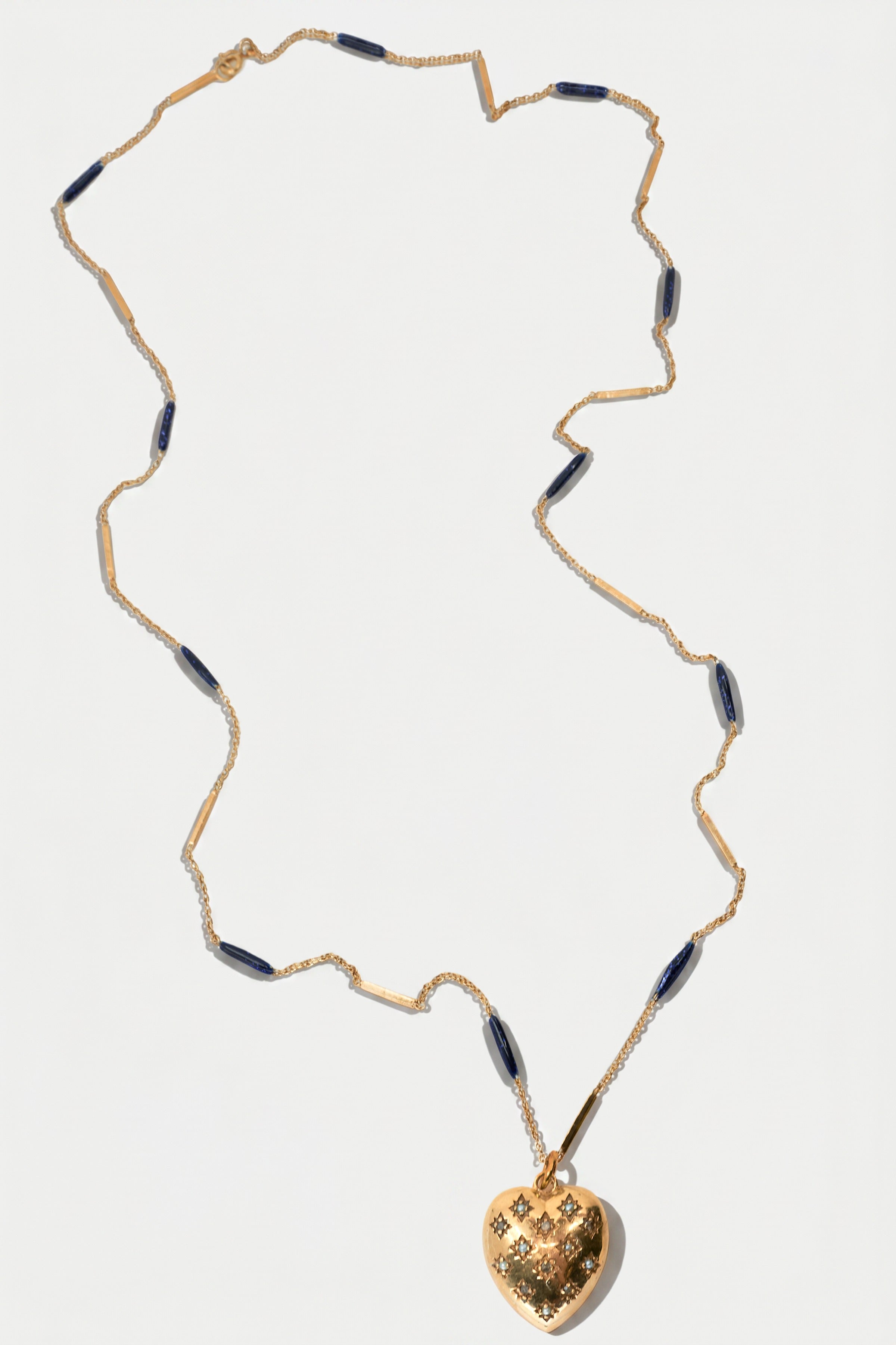 White Diamond Pearl Heart Necklace Enamel