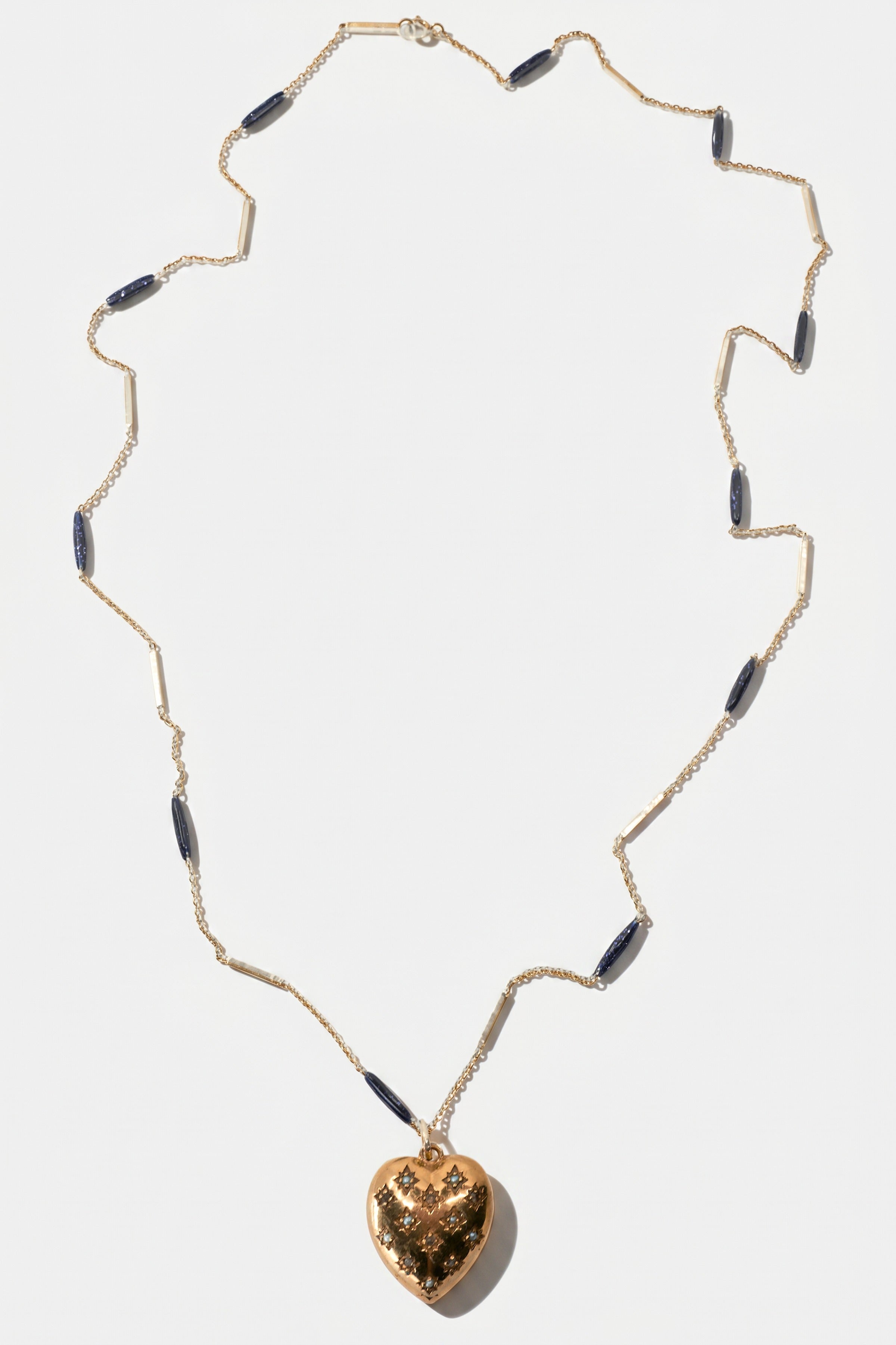 White Diamond Pearl Heart Necklace Enamel