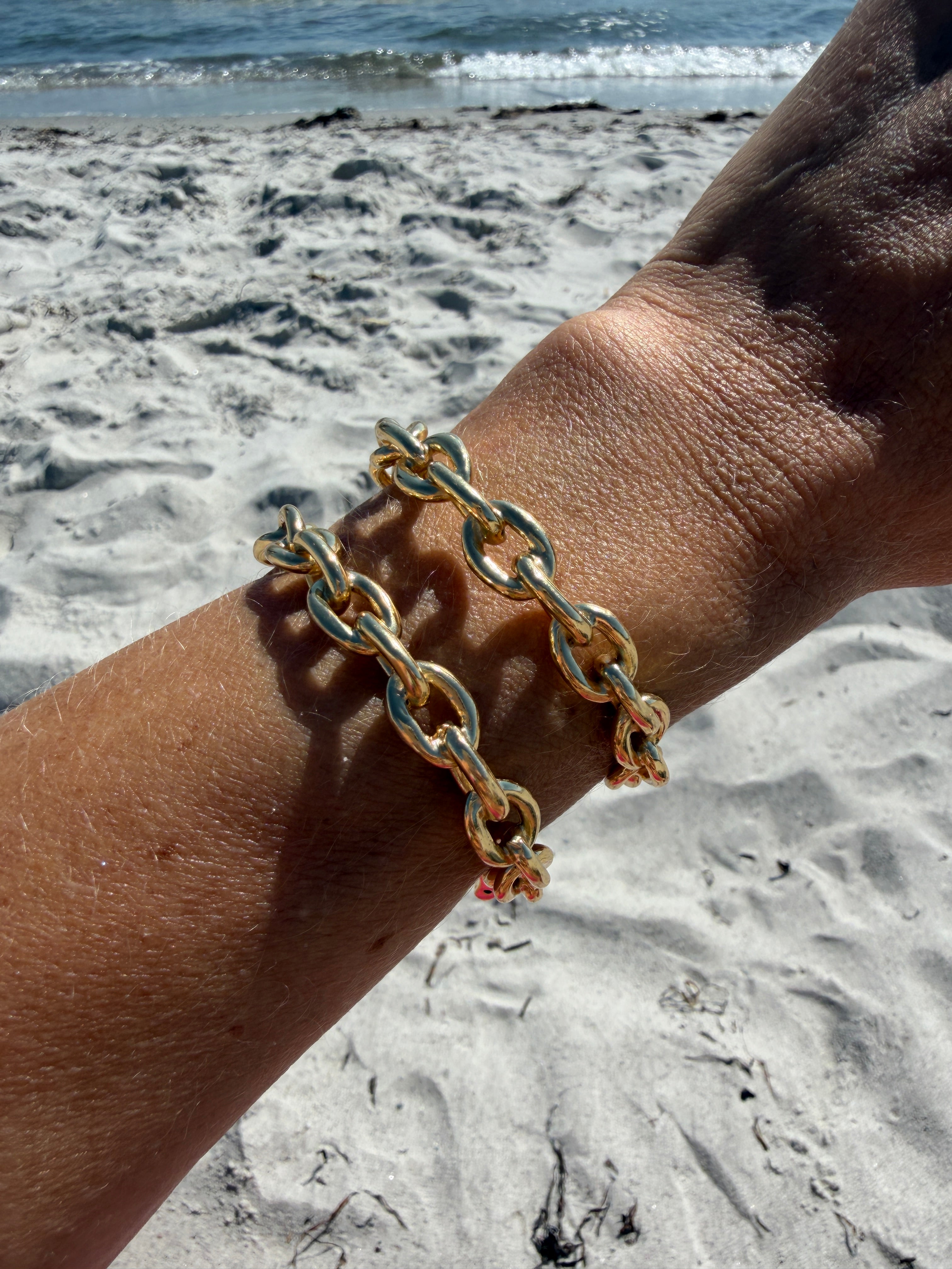Horseshoe Chain Cuff Sapphire Black Diamond Bracelet