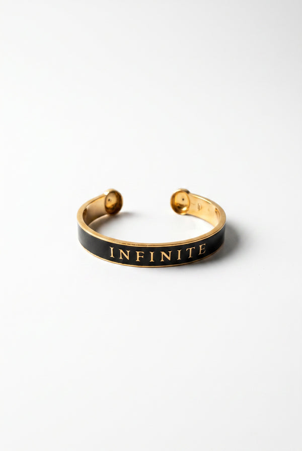 French Lily Cuff Bracelet Black Enamel