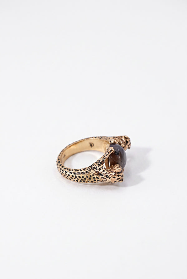 Jaguar Ring Blue Sapphire Black Enamel