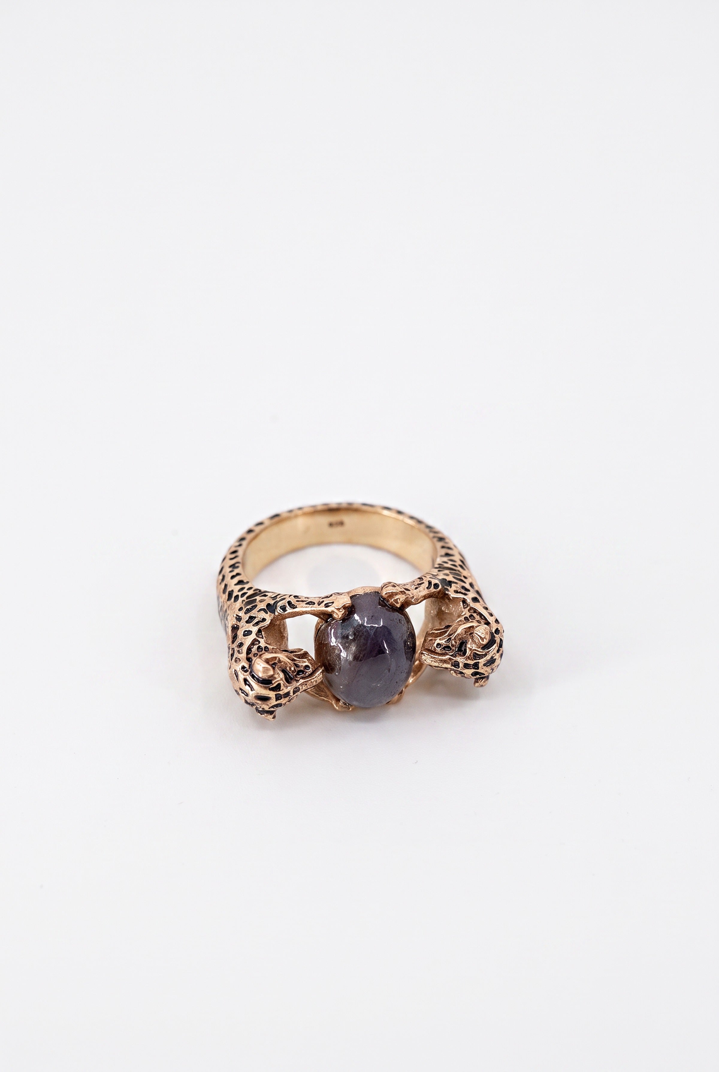 Jaguar Ring Blue Sapphire Black Enamel