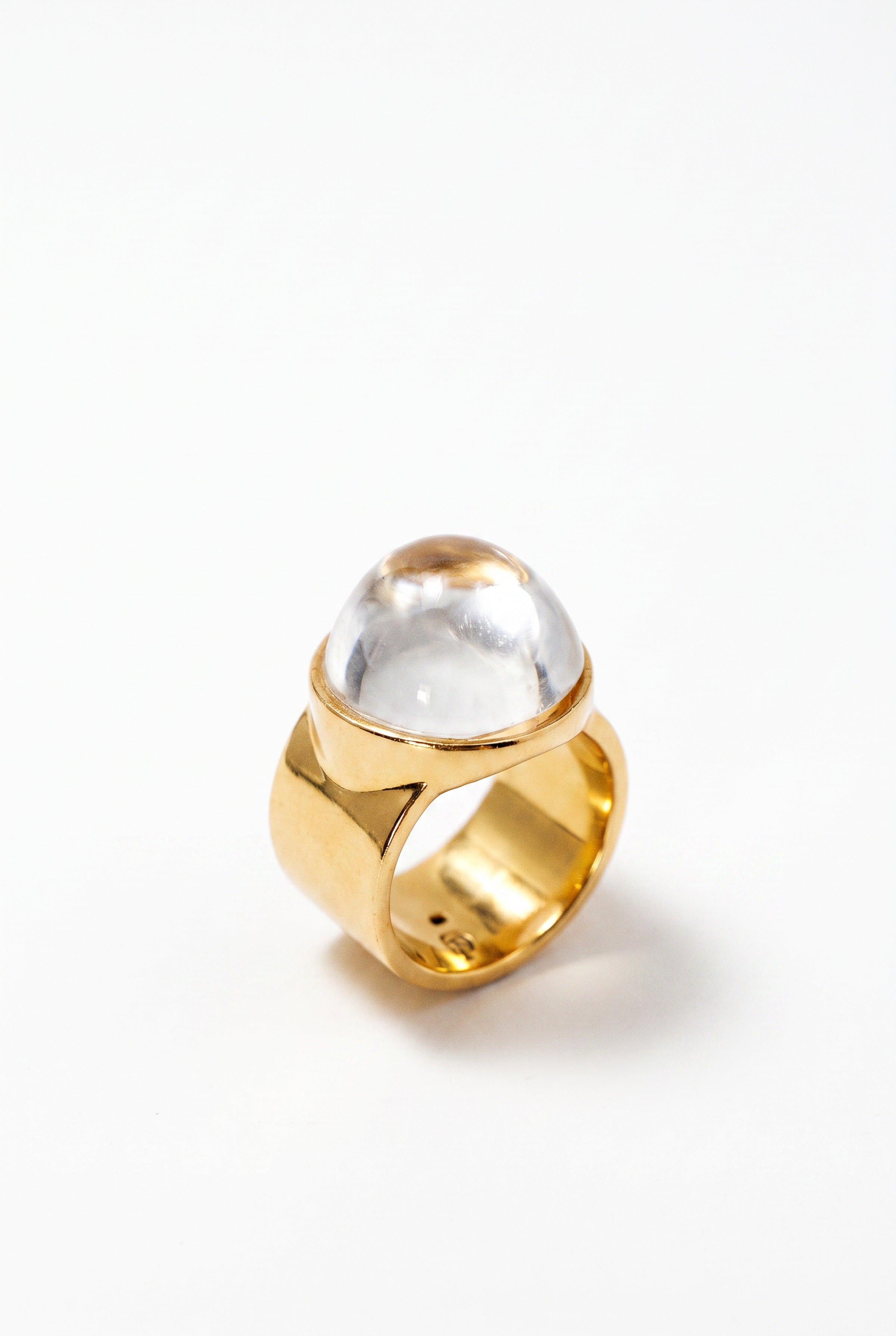 Crystal Quartz Ring Cabochon Diamond Star