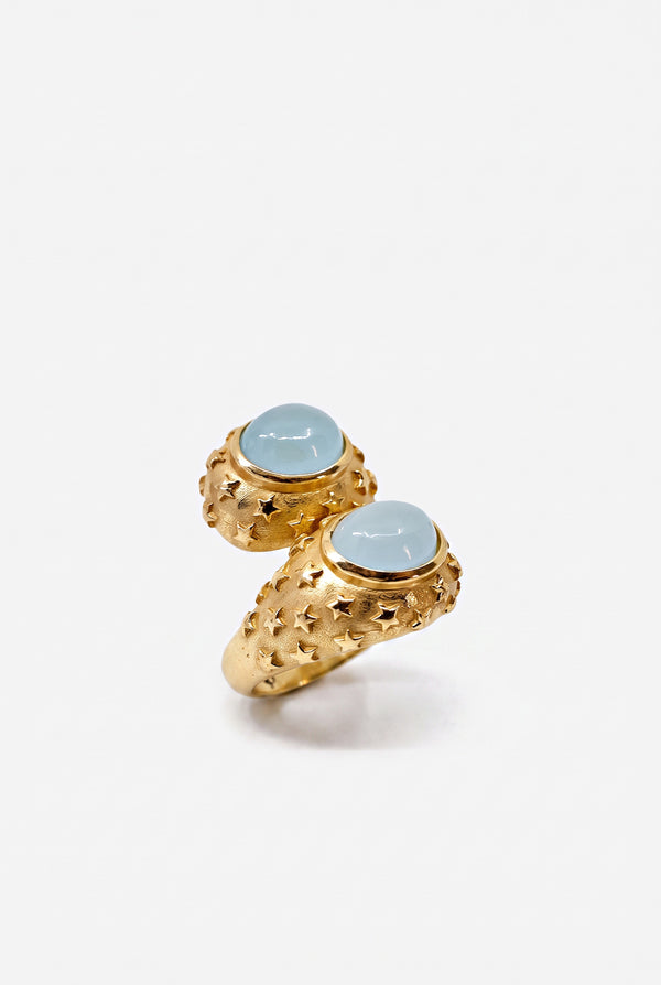 Aquamarine Cabochon Bypass Ring Star
