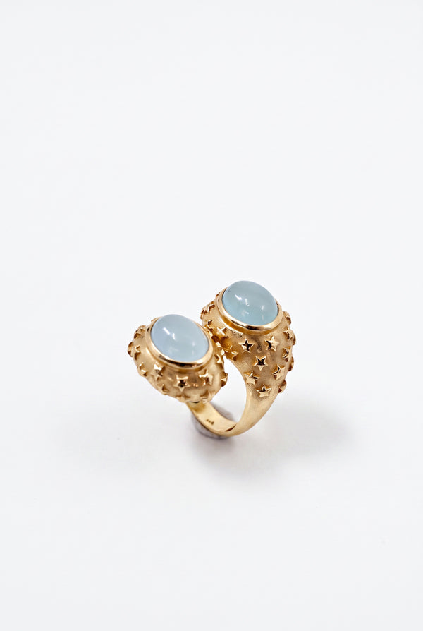 Aquamarine Cabochon Bypass Ring Star