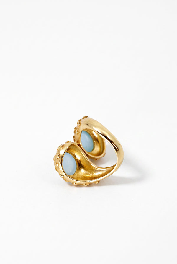 Aquamarine Cabochon Bypass Ring Star
