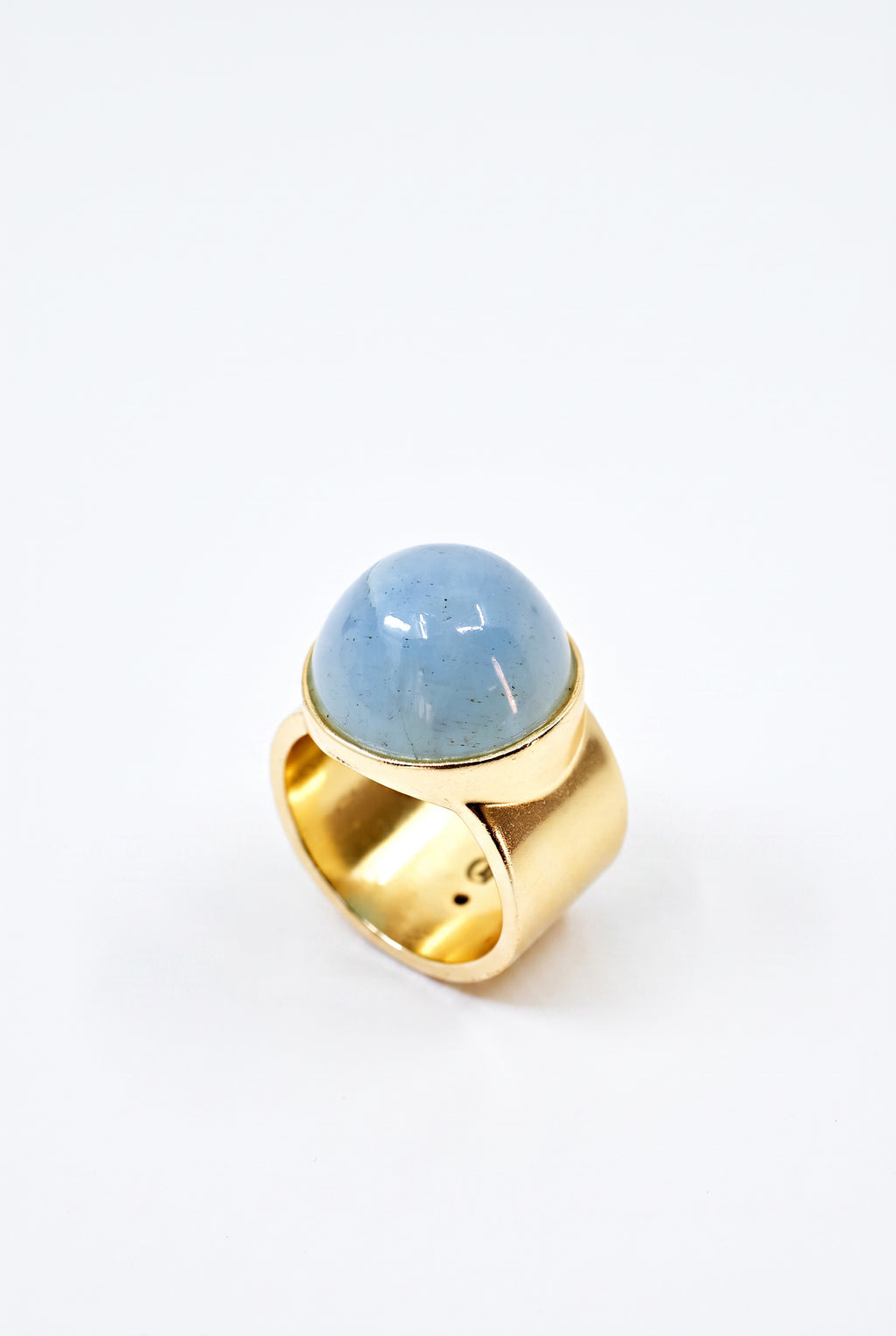 High Dome Aquamarine Ring Cabochon Diamond Star
