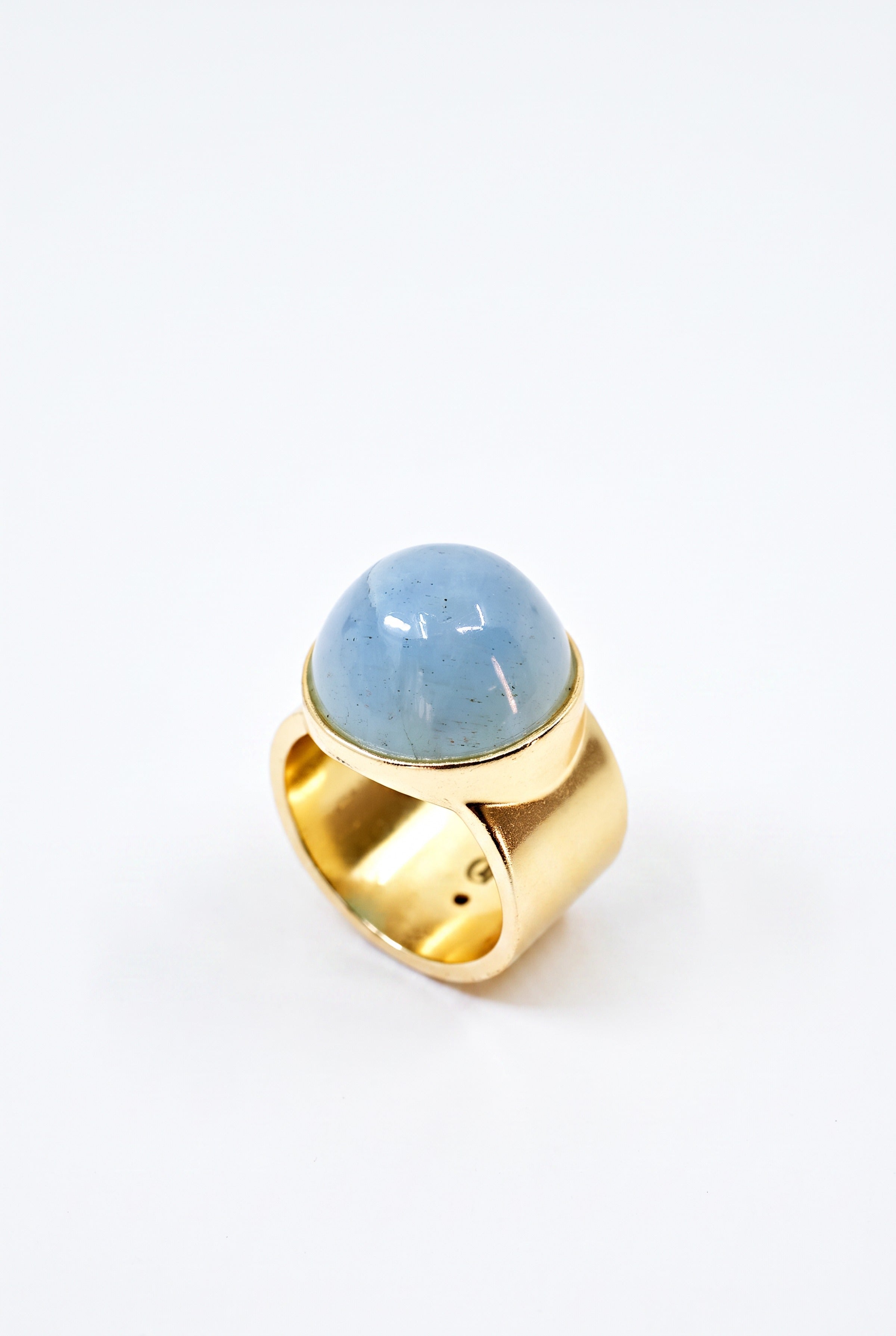 High Dome Aquamarine Ring Cabochon Diamond Star