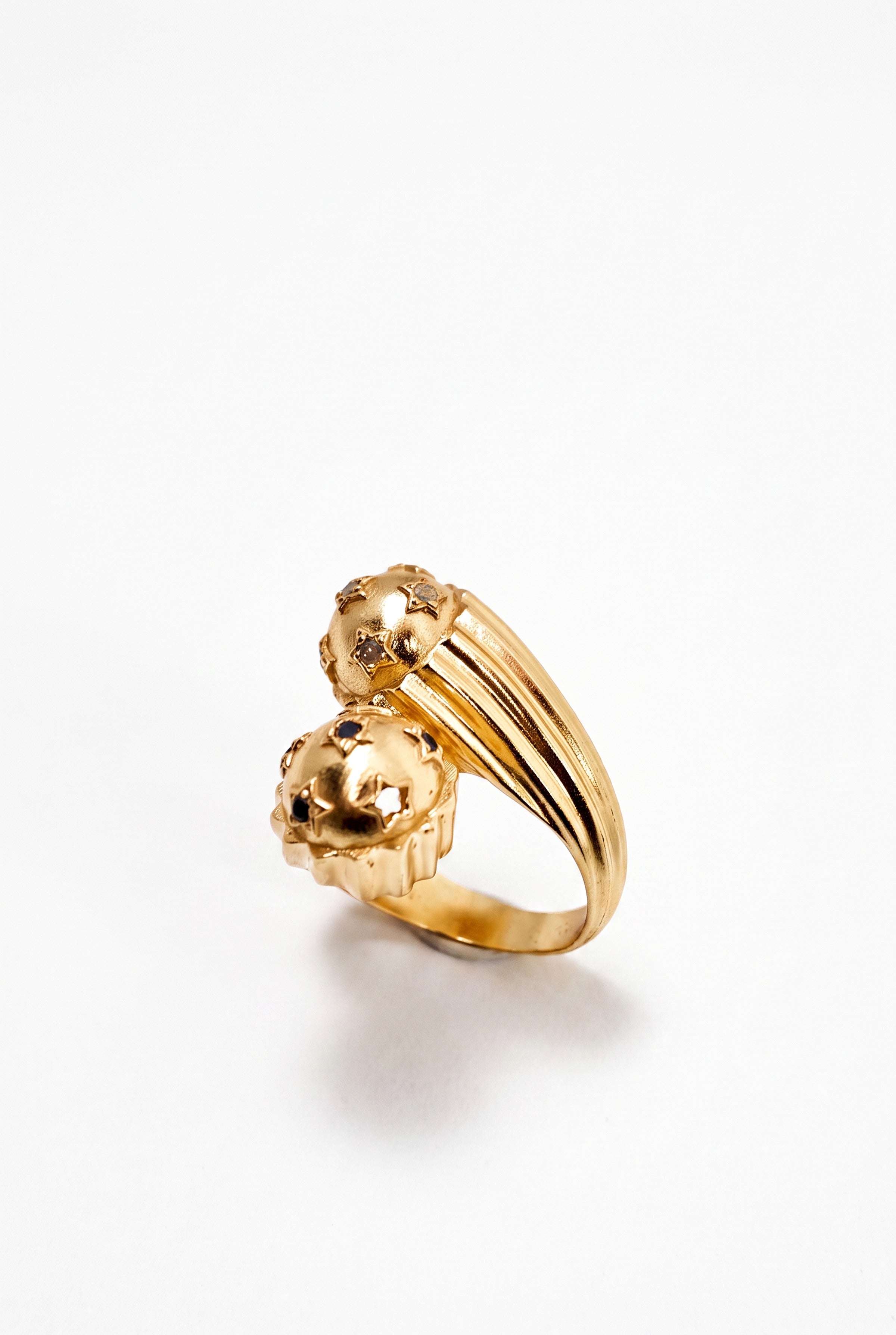 Black Diamond White Diamond Bypass Ring Star