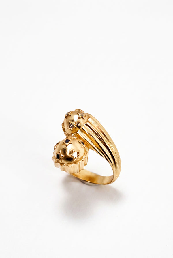 Black Diamond White Diamond Bypass Ring Star