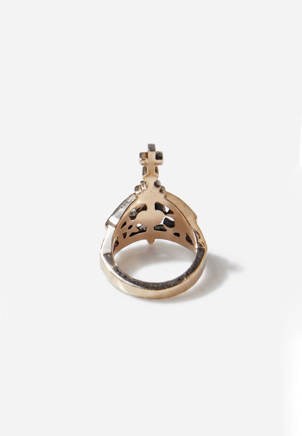 Sacred Heart Ring Cross Star Black Diamond