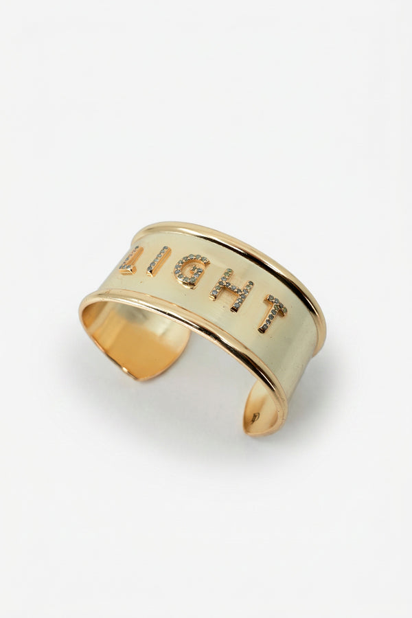 Light Cuff White Diamond Bracelet Gold