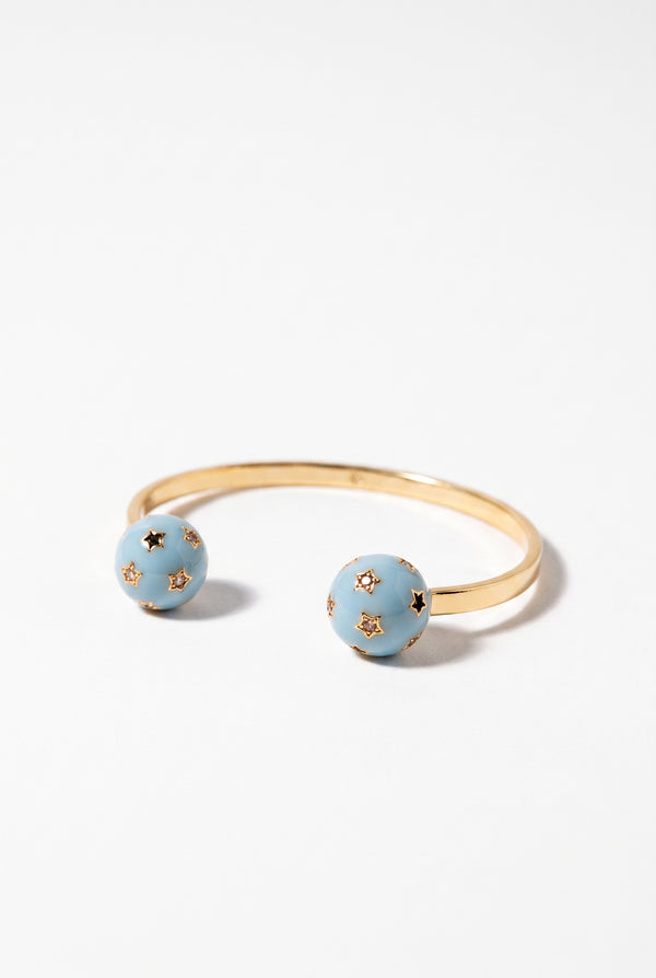 Star Orb Cuff Diamond Light Blue Enamel