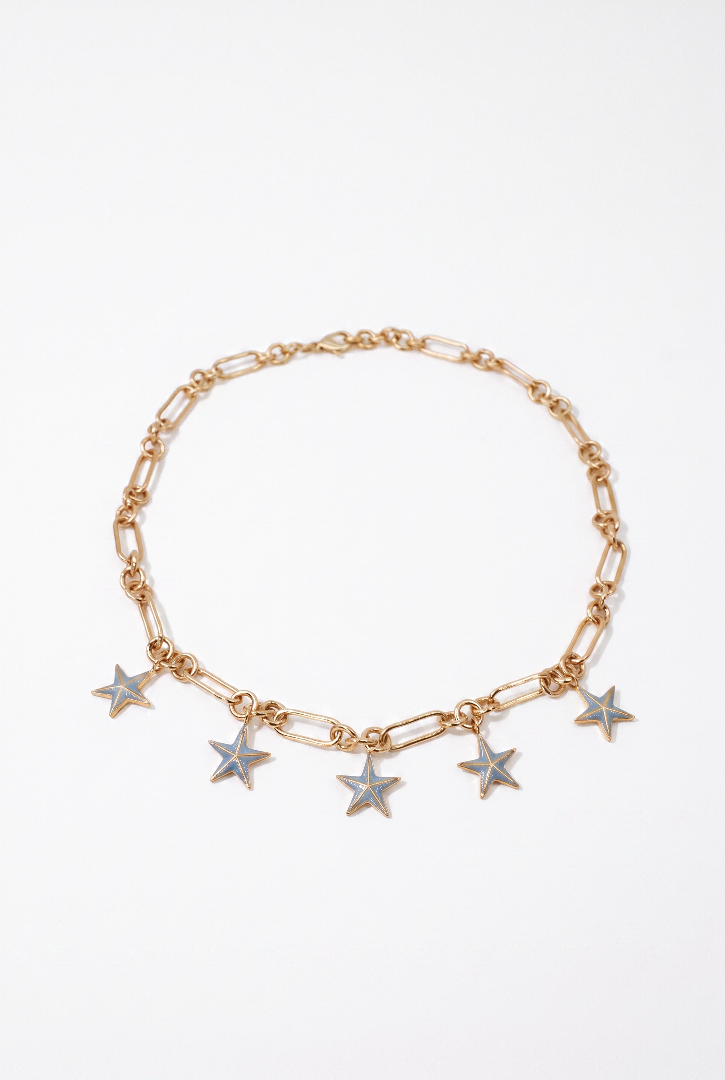 Light Blue Star Necklace Charm Choker Chain