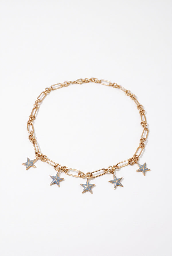 Light Blue Star Necklace Charm Choker Chain