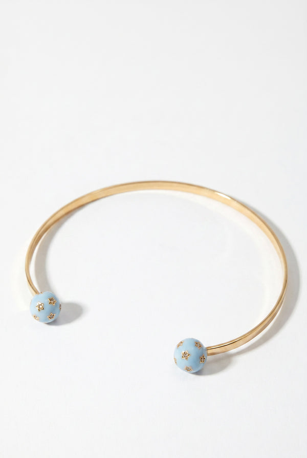 Celestial Choker Light Blue Enamel Necklace Diamond