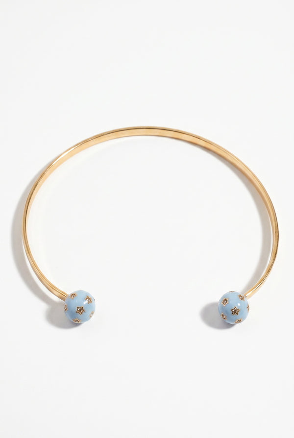 Celestial Choker Light Blue Enamel Necklace Diamond