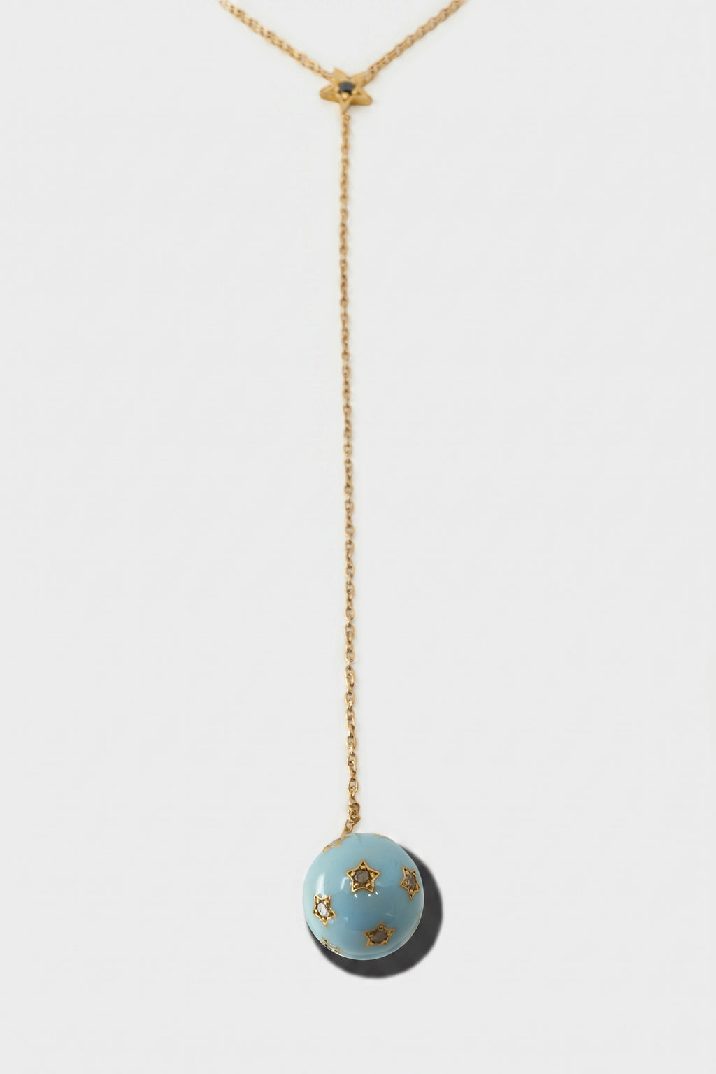 Light Blue Enamel Drop Necklace Diamond Star Sphere