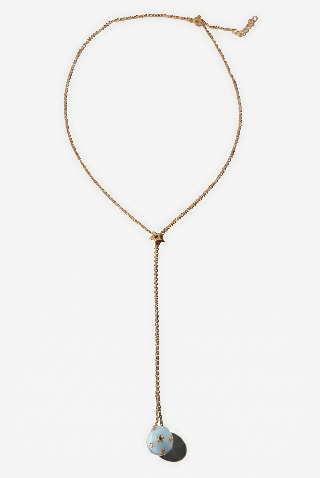 Light Blue Enamel Drop Necklace Diamond Star Sphere