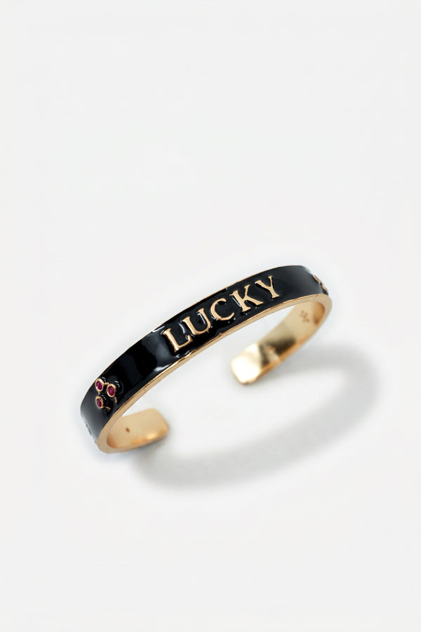 Black Enamel Cuff Ruby Diamond Bracelet