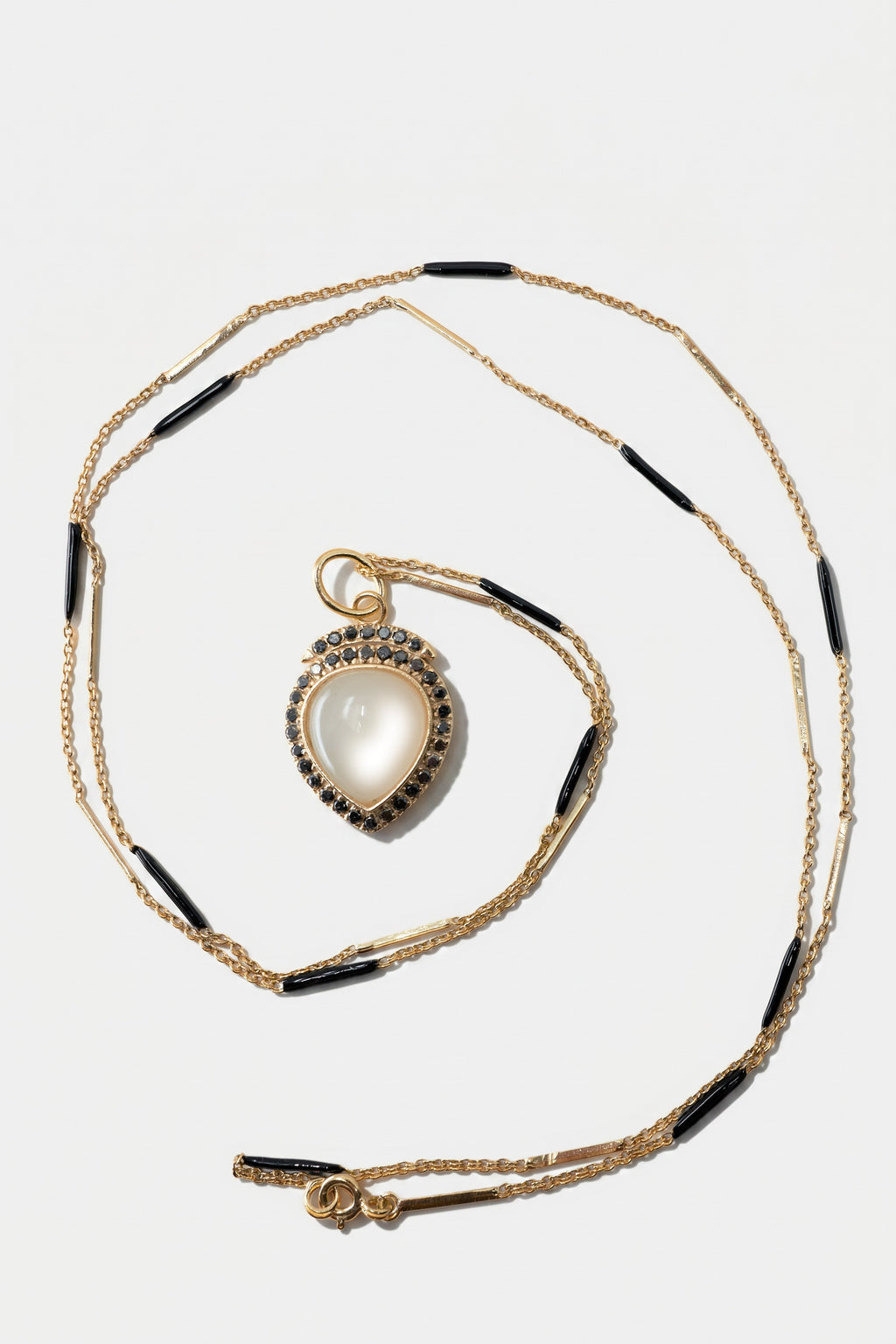 Moonstone Black Diamond Heart Necklace