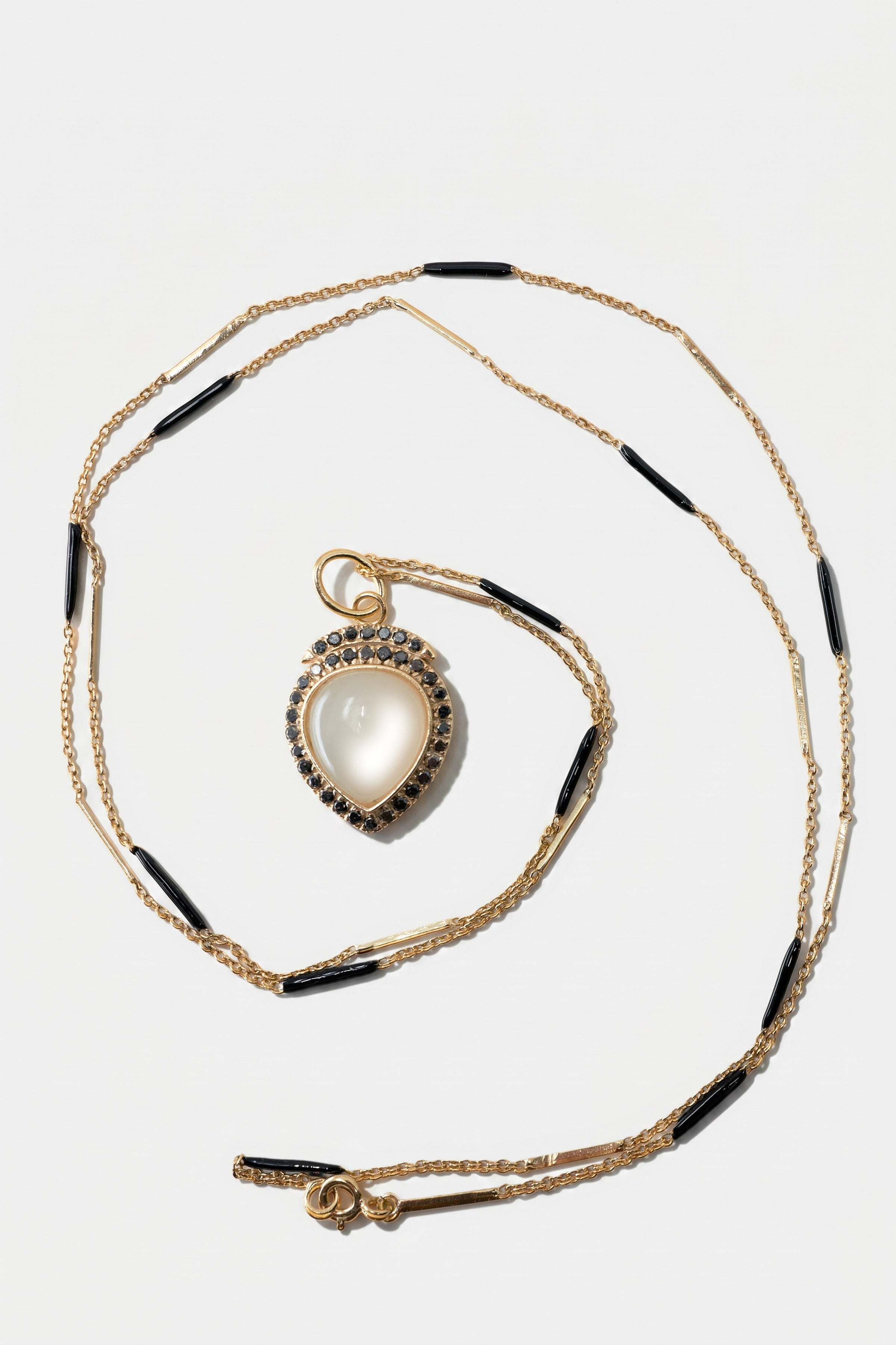 Moonstone Black Diamond Heart Necklace