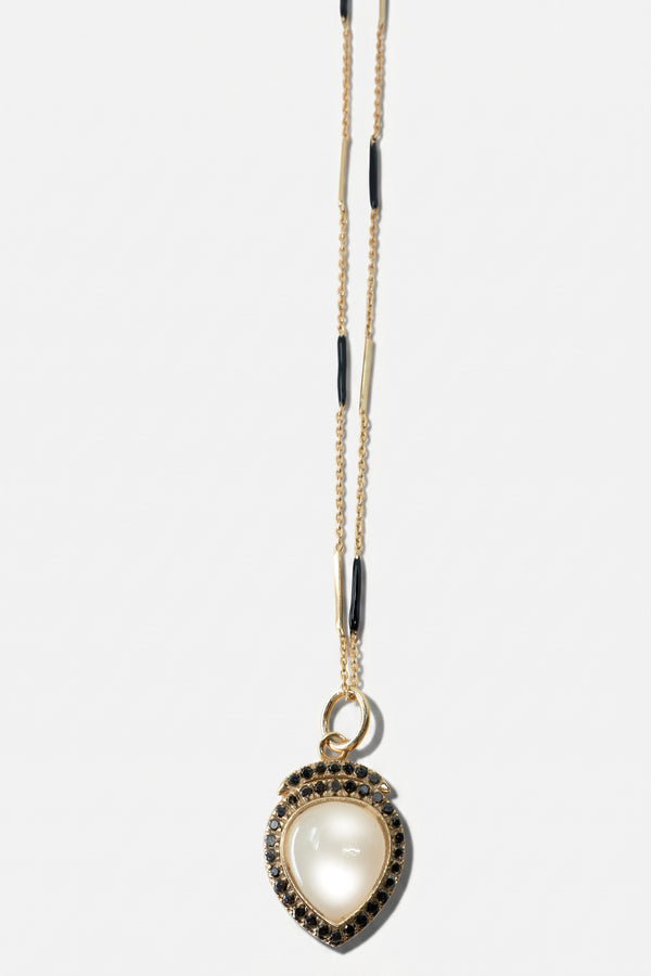 Moonstone Black Diamond Heart Necklace