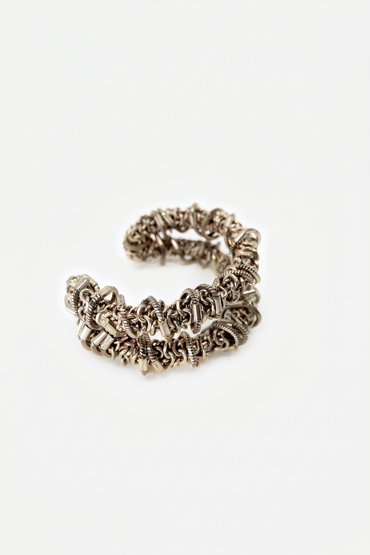 Vintage Gold Chain Cuff Bracelet Sculptural Hardware