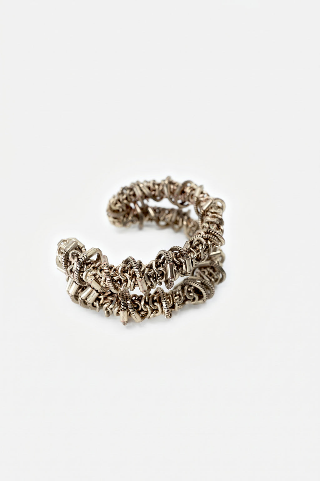 Vintage Gold Chain Cuff Bracelet Sculptural Hardware