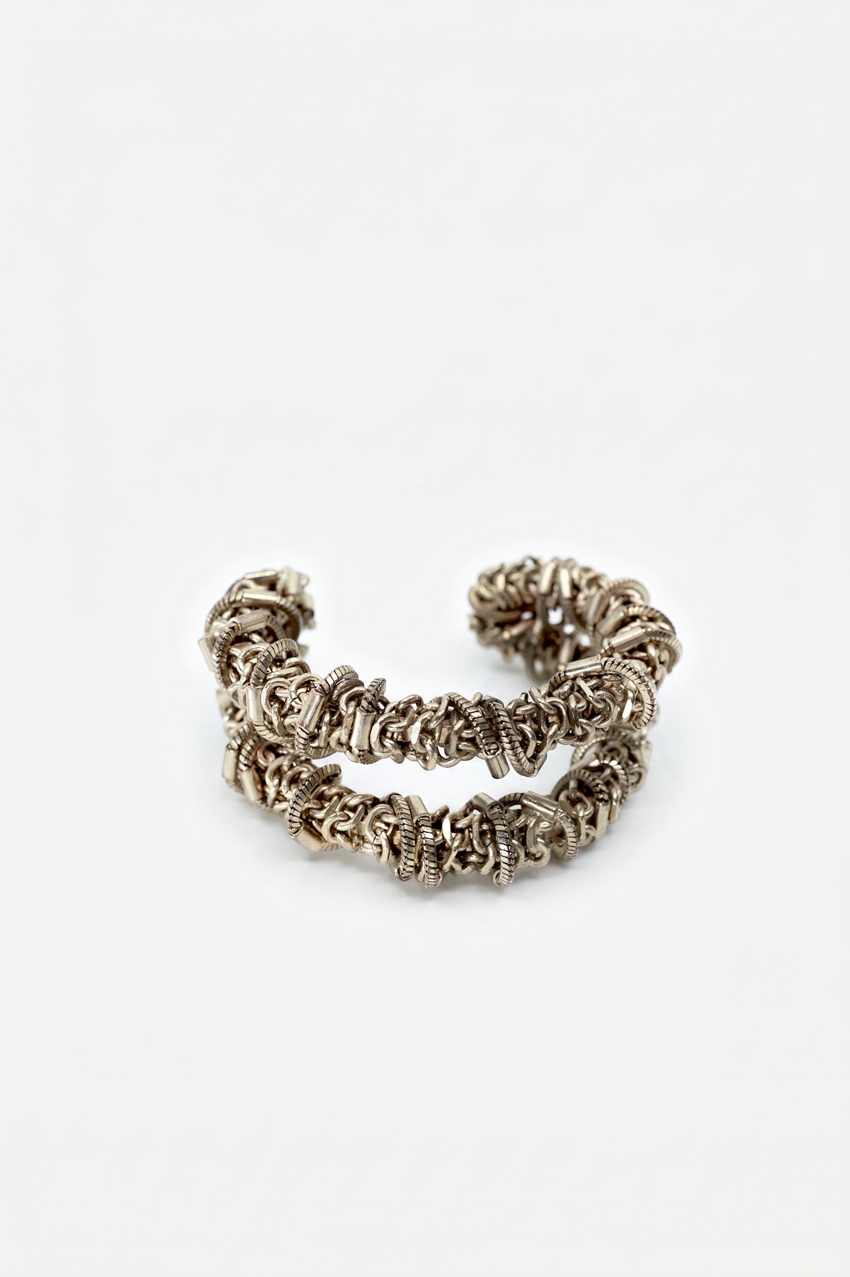 Vintage Gold Chain Cuff Bracelet Sculptural Hardware