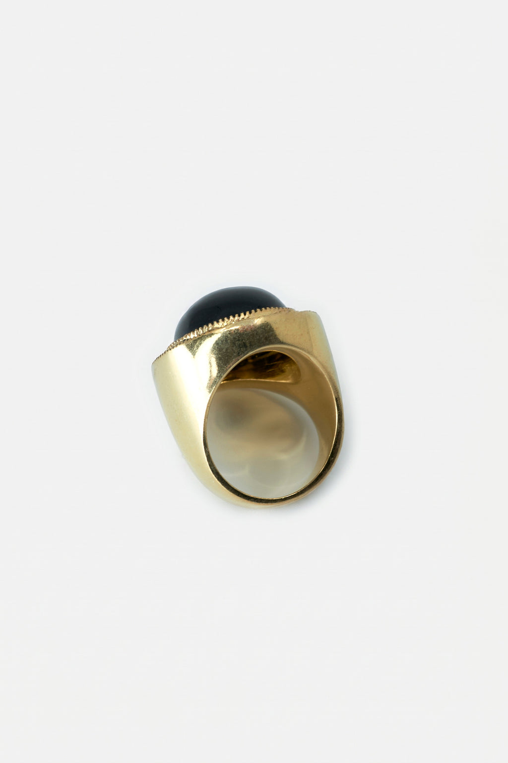 Onyx Ring Cabochon Black Enamel Star