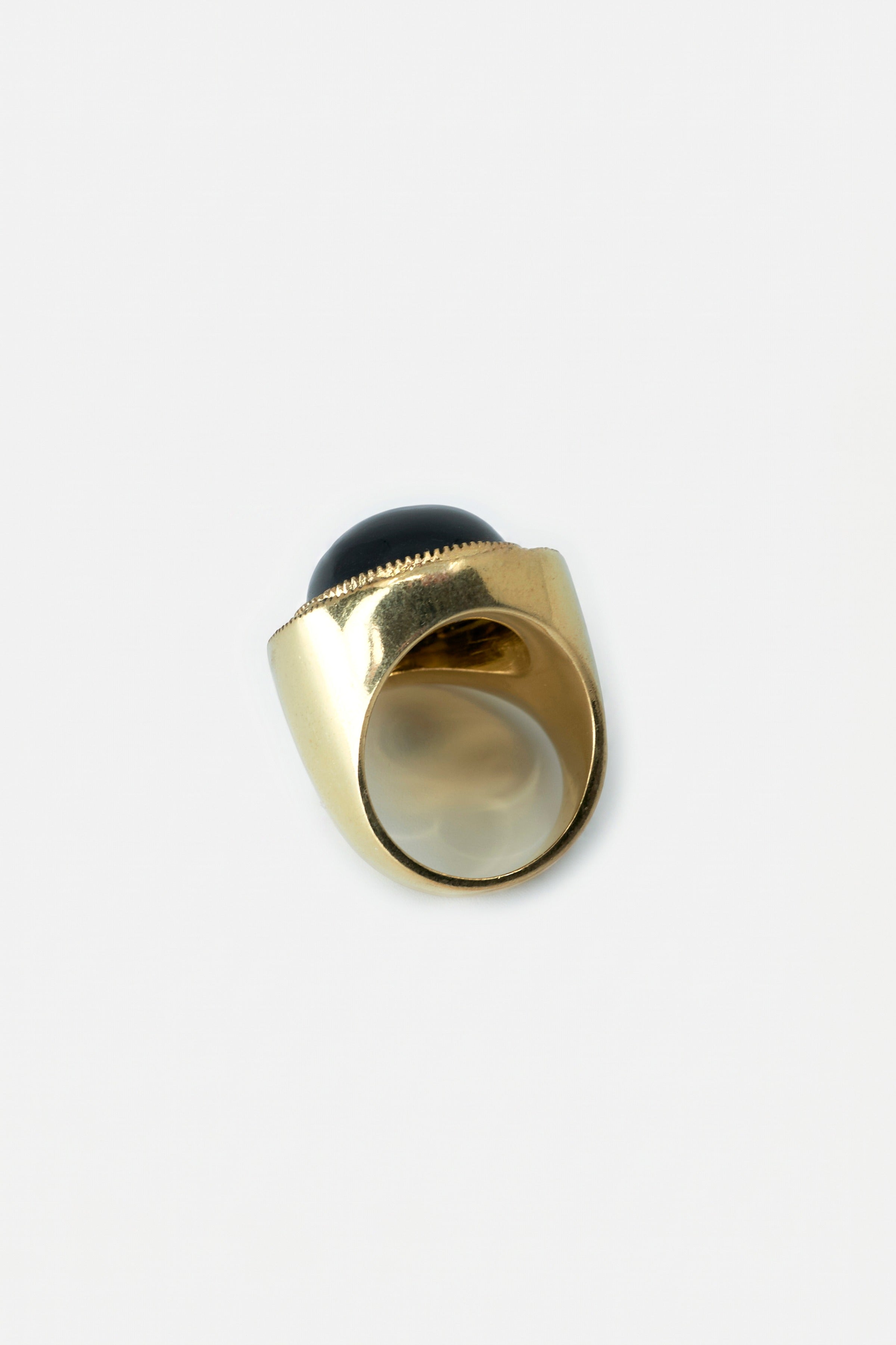 Onyx Ring Cabochon Black Enamel Star