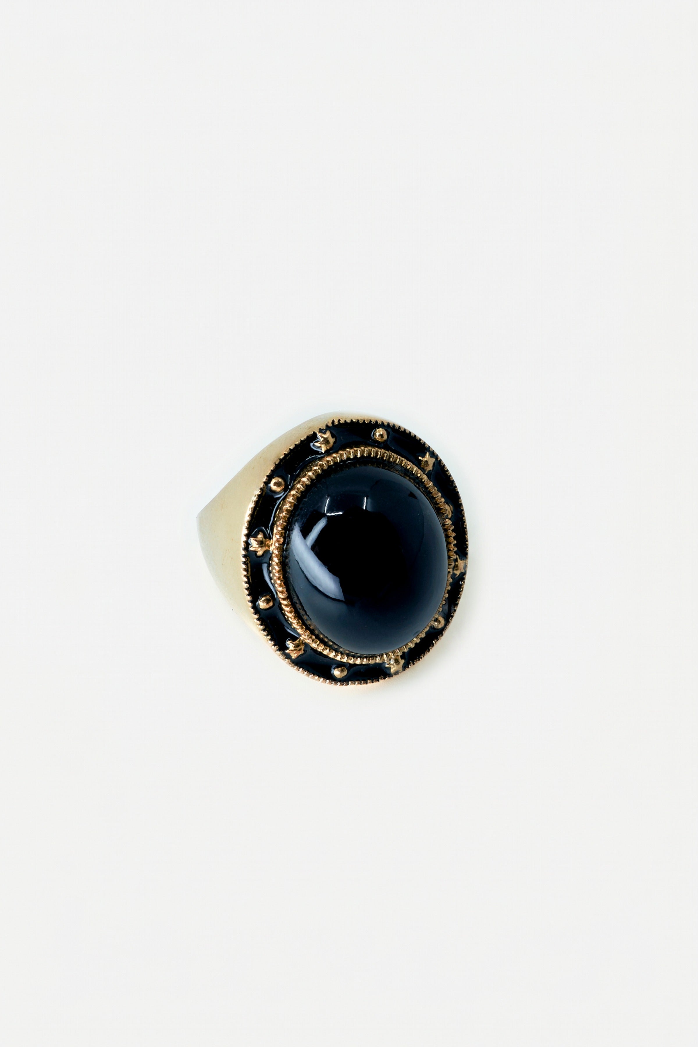 Onyx Ring Cabochon Black Enamel Star