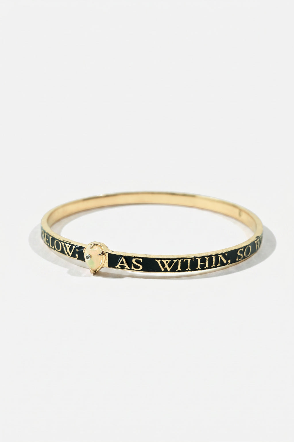 Opal Diamond Bangle Bracelet Black Enamel