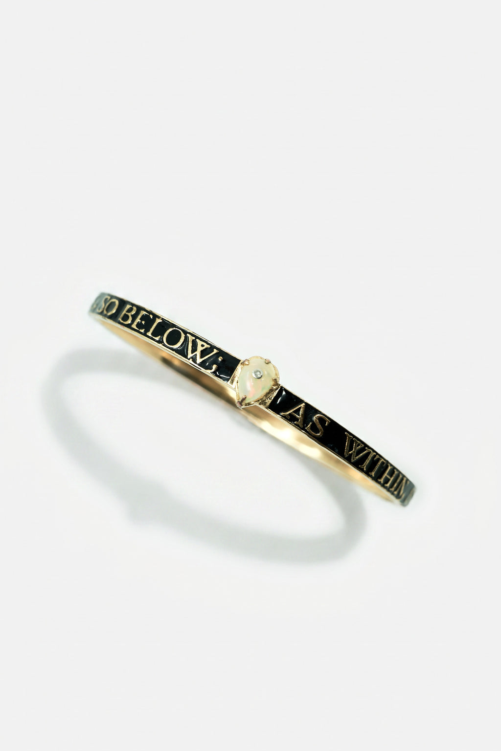 Opal Diamond Bangle Bracelet Black Enamel