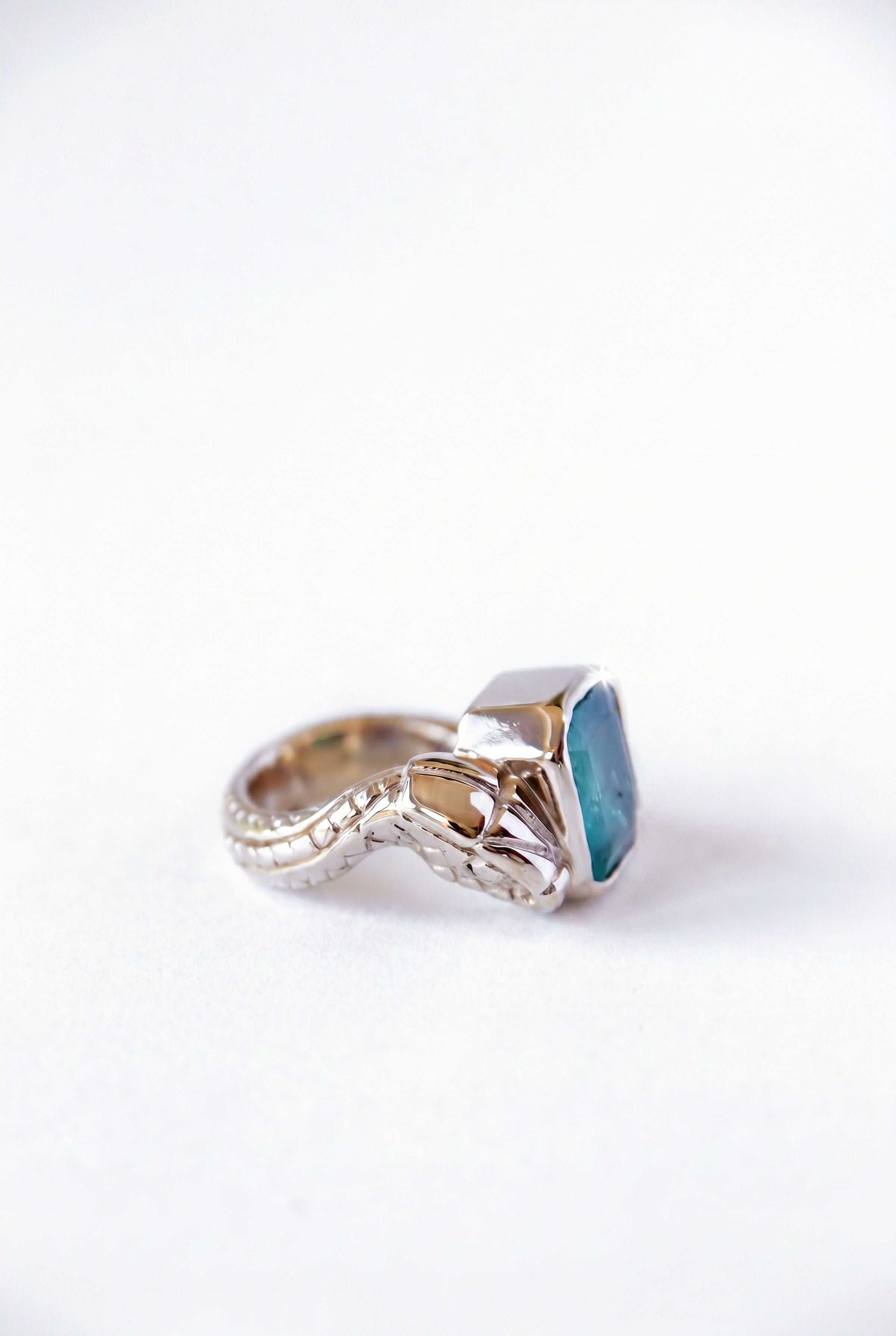 Emerald Cut Emerald Snake Ring Gold Plated