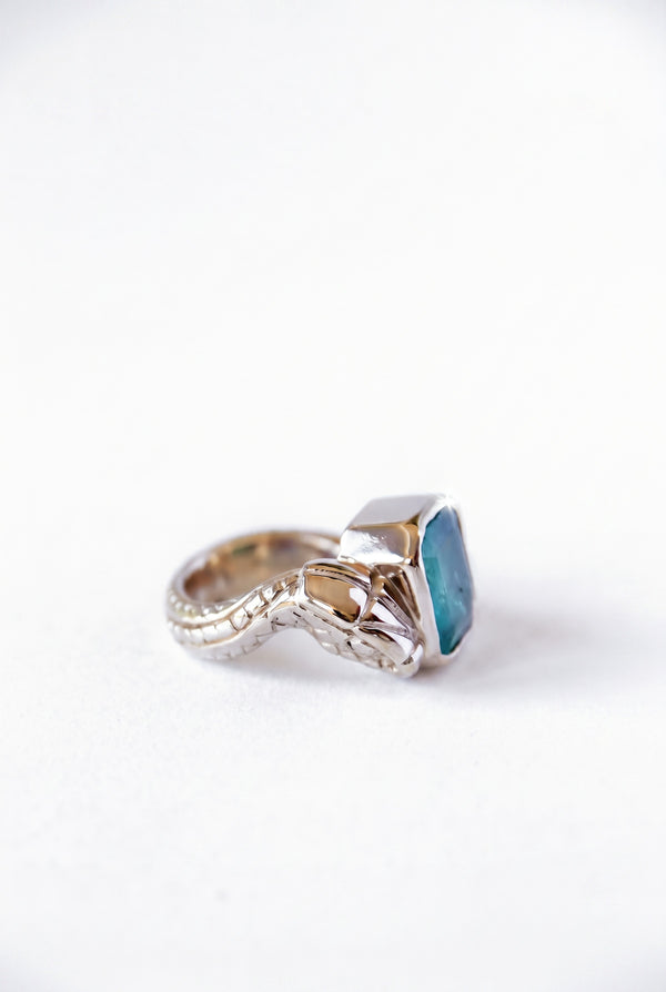 Emerald Cut Emerald Snake Ring Gold Plated