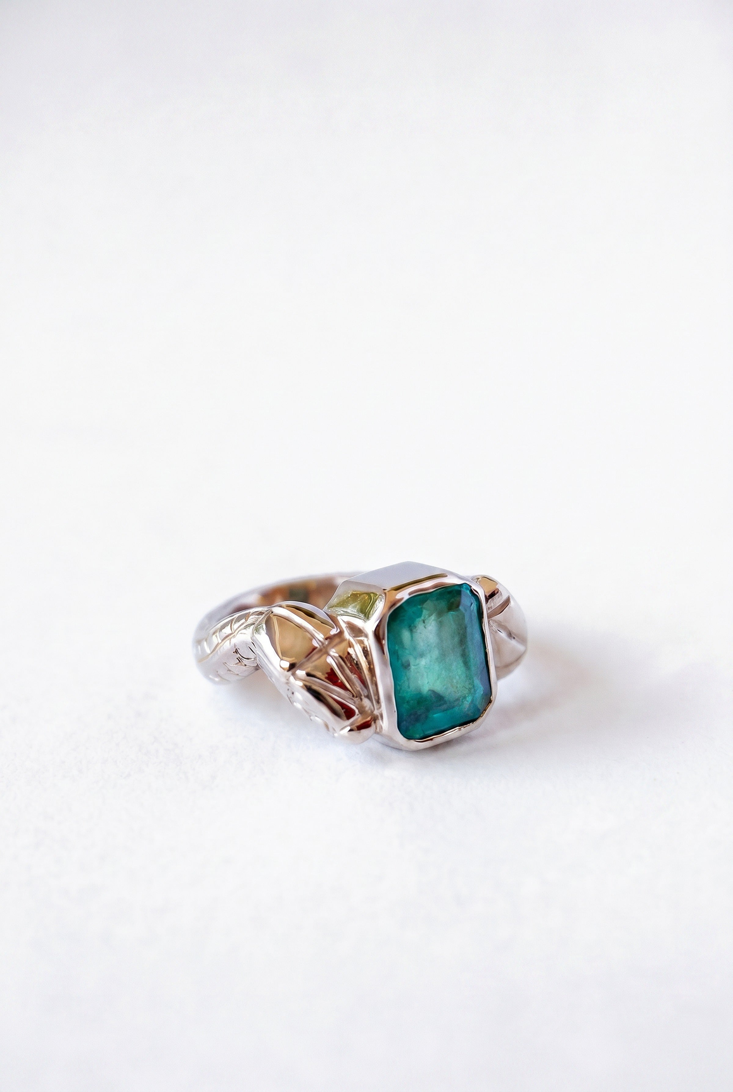 Emerald Cut Emerald Snake Ring Gold Plated