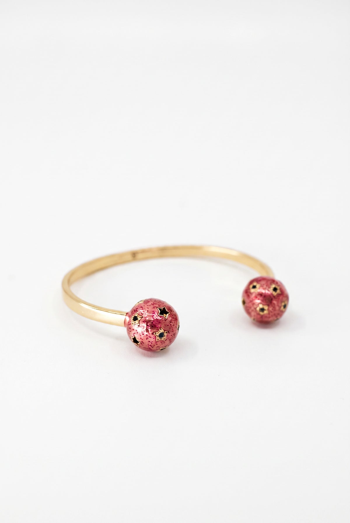 Star Orb Cuff Black Diamond Pink Peach Glitter Enamel