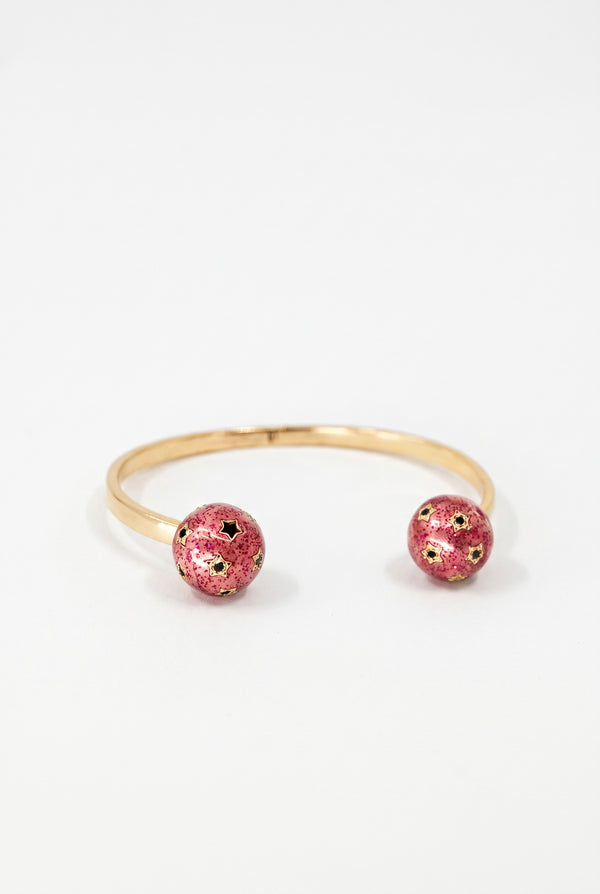 Star Orb Cuff Black Diamond Pink Peach Glitter Enamel