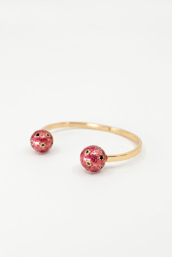 Star Orb Cuff Black Diamond Pink Peach Glitter Enamel