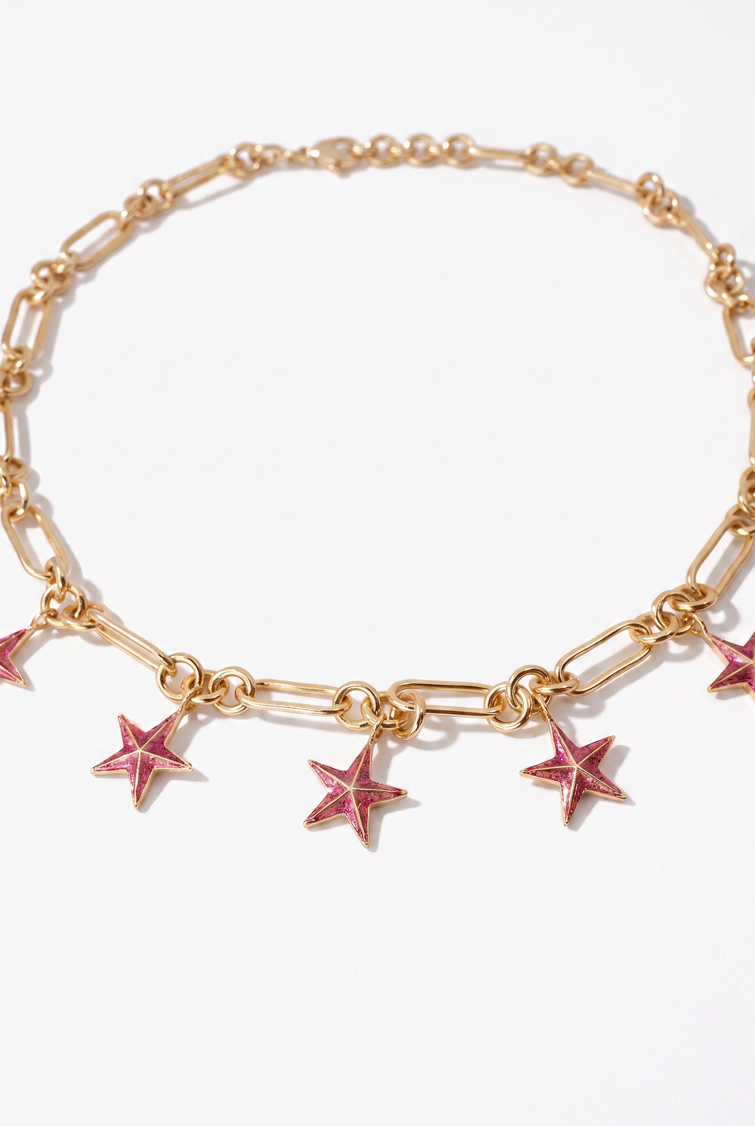 Pink Star Necklace Charm Choker Chain