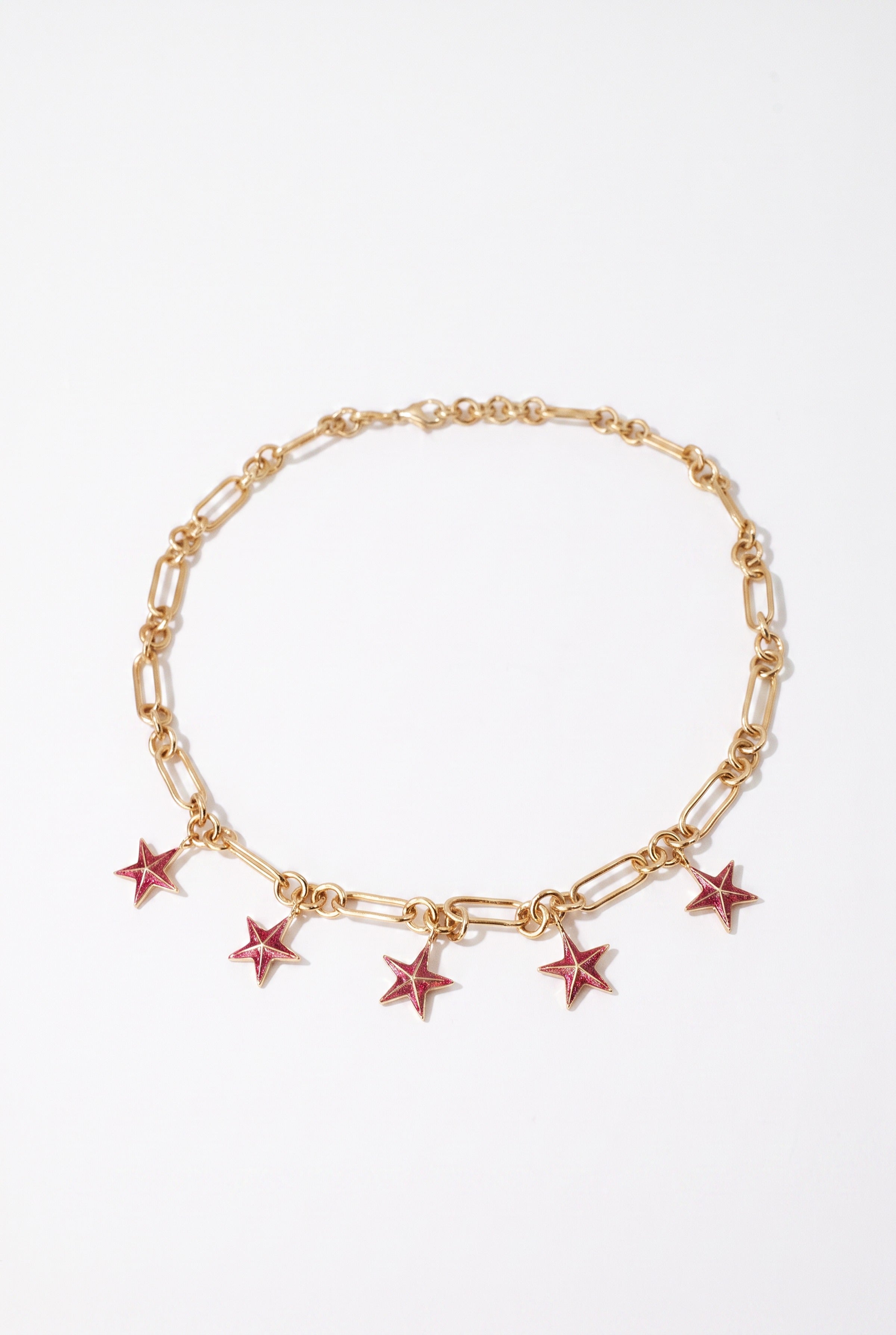 Pink Star Necklace Charm Choker Chain