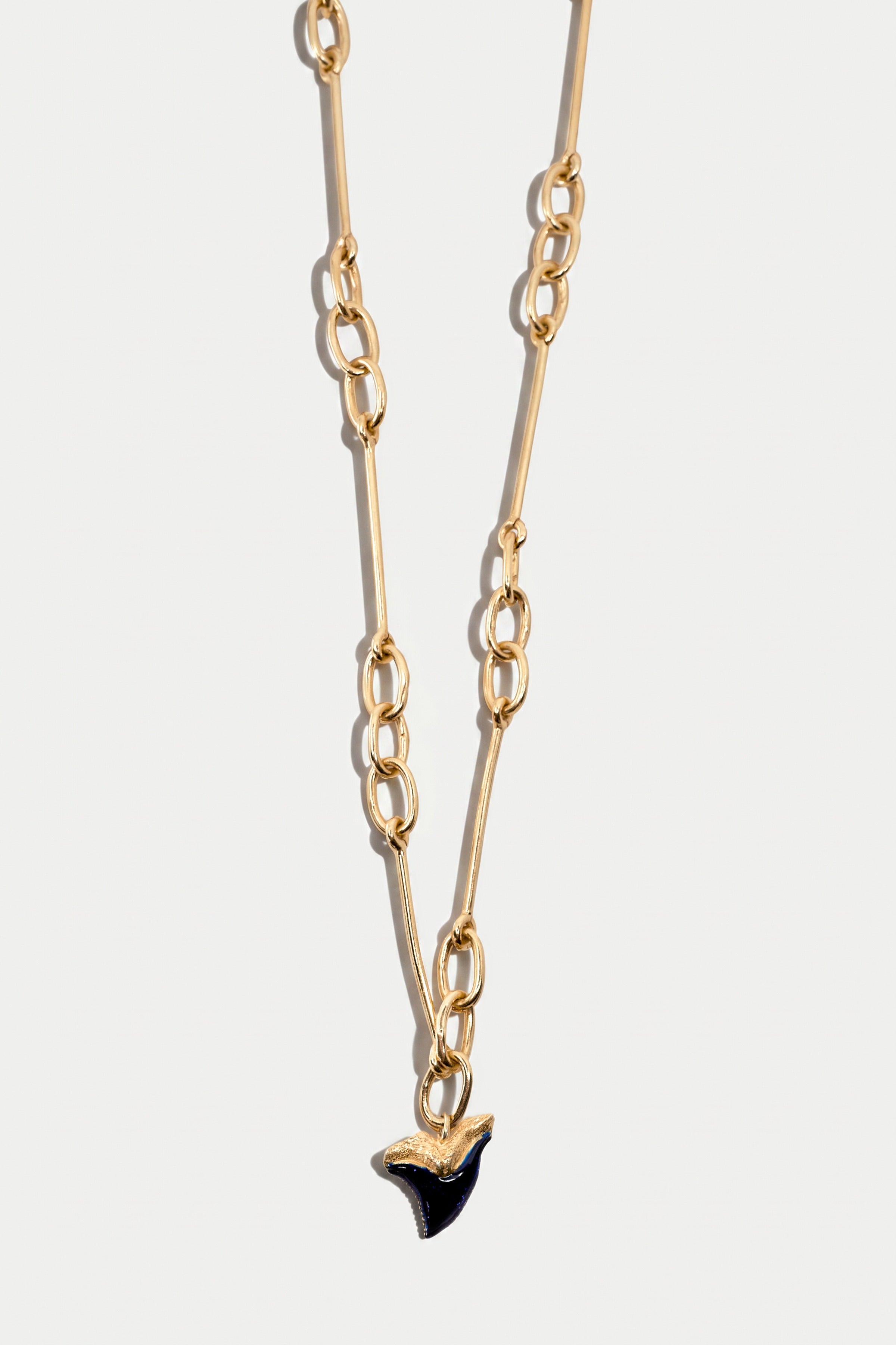 Shark Tooth Necklace Midnight Blue Enamel Pendant Gold Chain