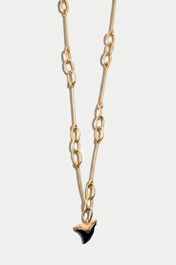 Shark Tooth Necklace Midnight Blue Enamel Pendant Gold Chain