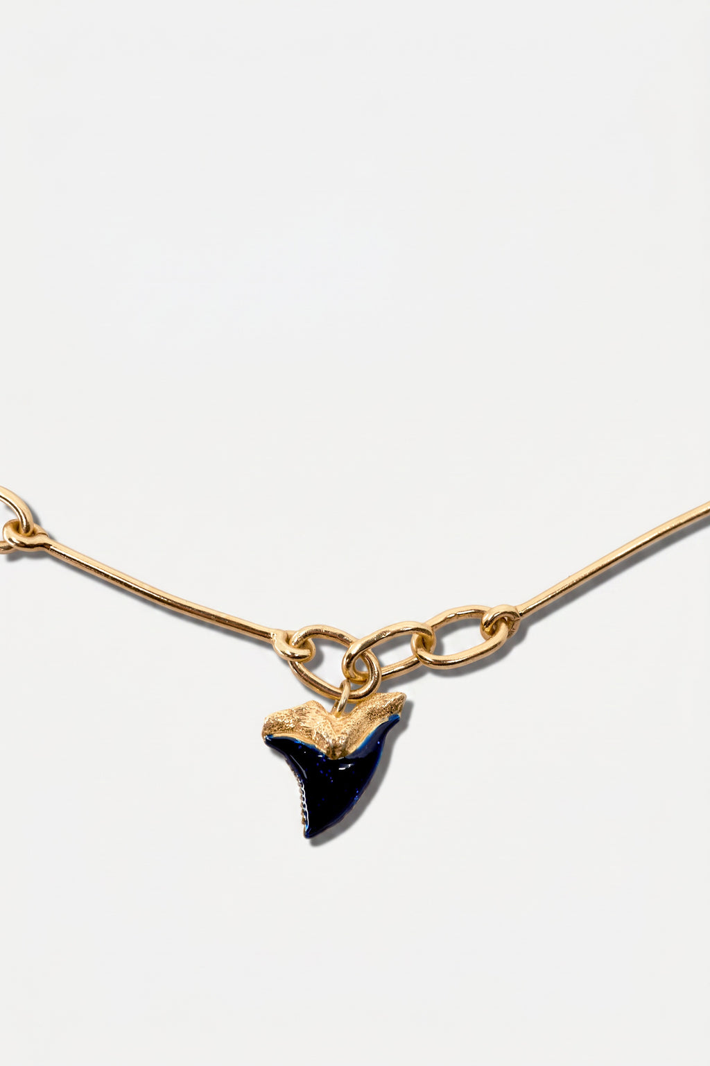 Shark Tooth Necklace Midnight Blue Enamel Pendant Gold Chain