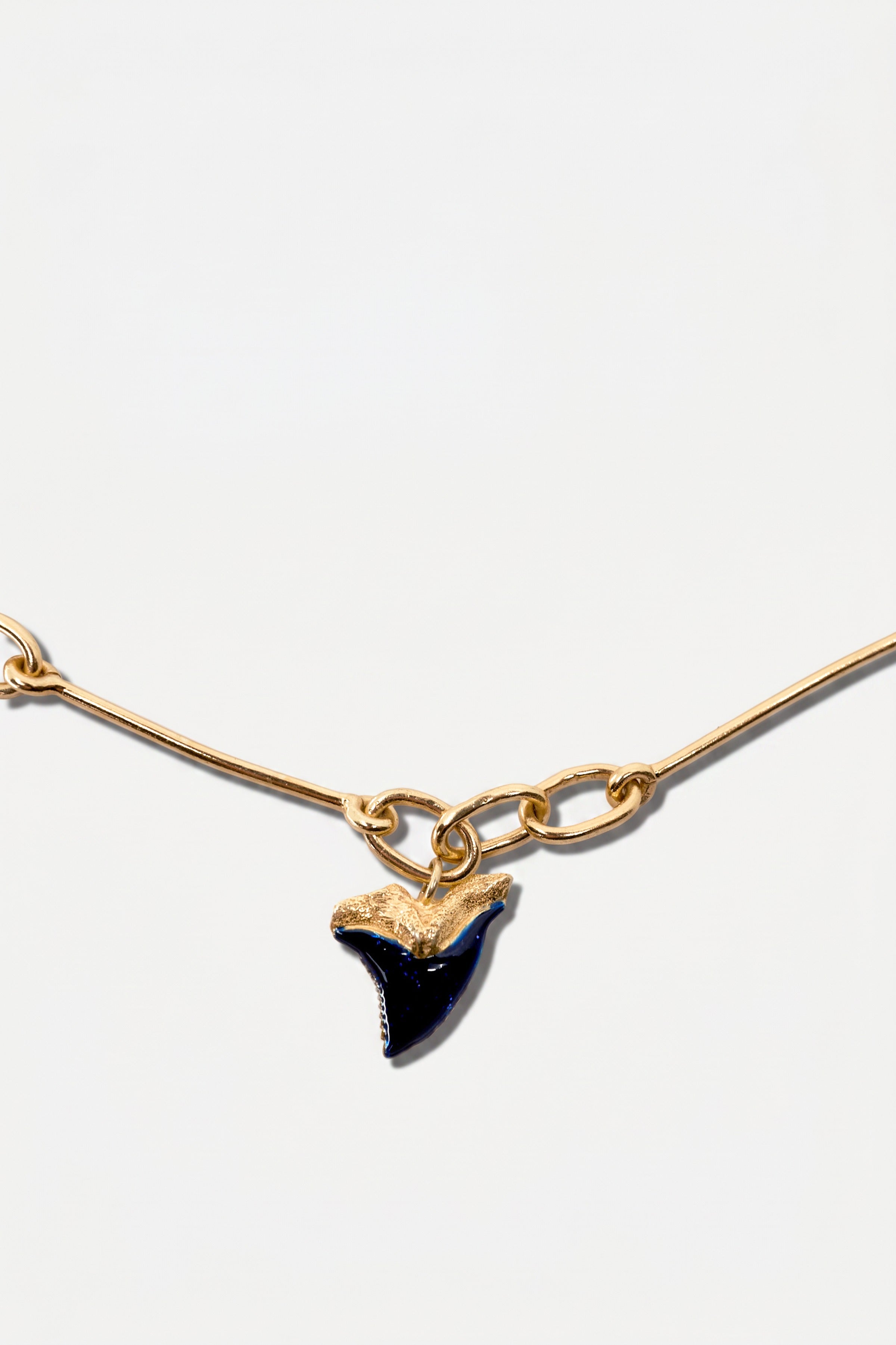 Shark Tooth Necklace Midnight Blue Enamel Pendant Gold Chain