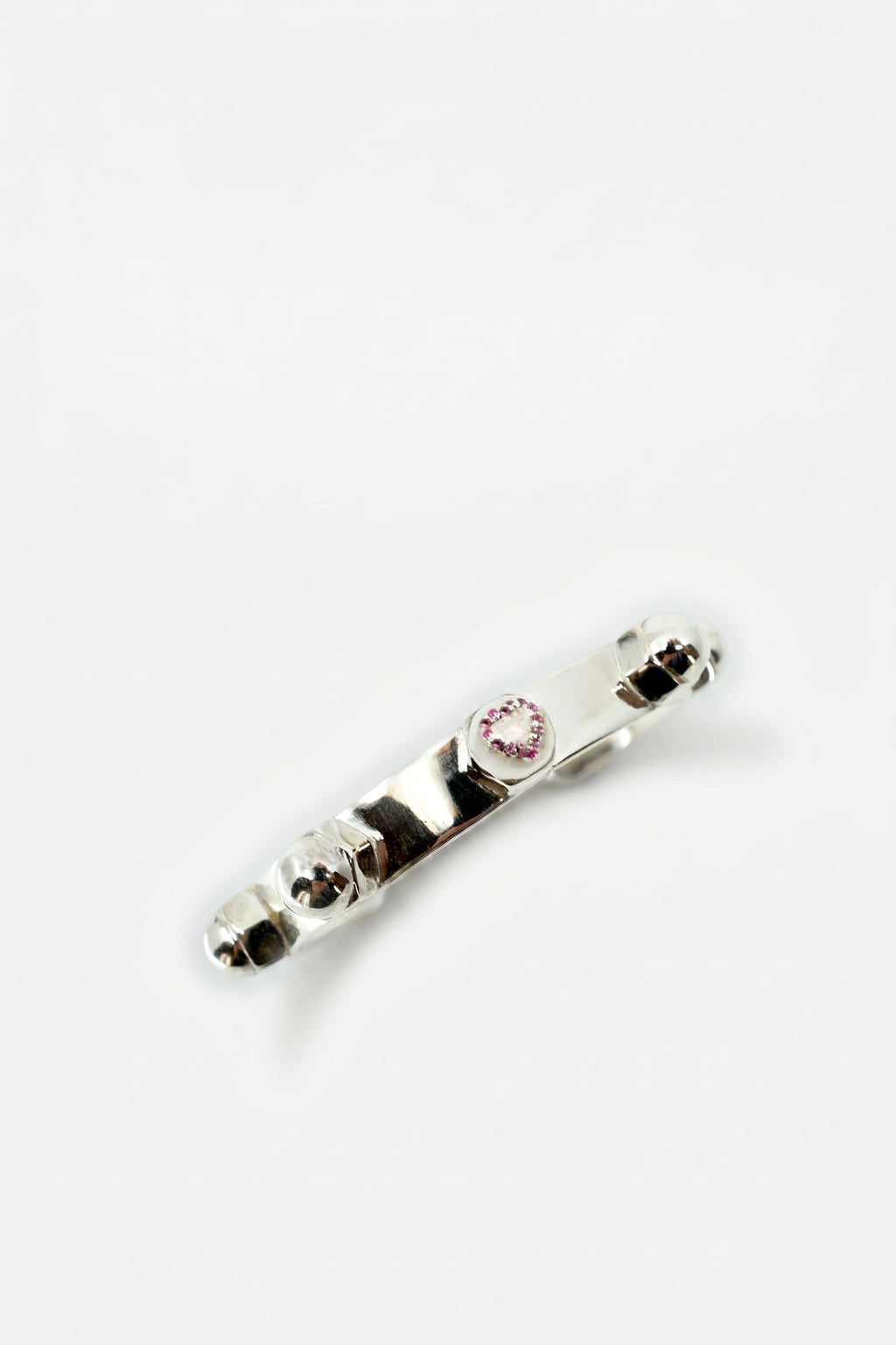 Pink Sapphire Cuff Heart Bracelet Silver